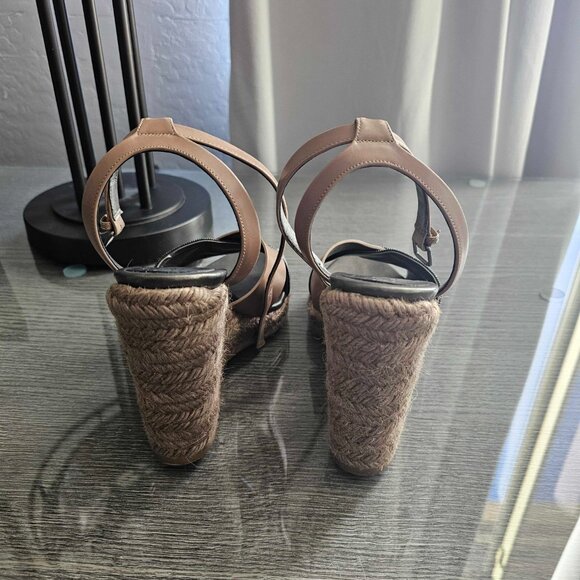 Brunello Cucinelli Leather Wedge Sandal Size 39 US 8.5 9 - Picture 8 of 10